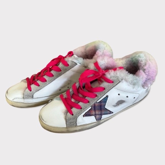 🤩HP‼️GOLDEN GOOSE GGDB Superstar Sneakers Leather Shearling shoes sherpa pink - Picture 5 of 11